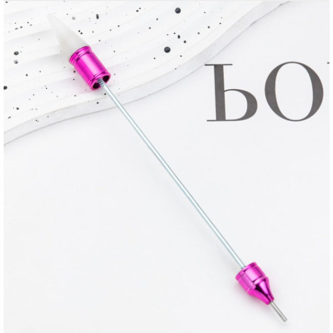 Wholesale 2pcs Beadable Pens Nail art Double-head drill pen DIY tools with wax blotting dot decal appliqué pen